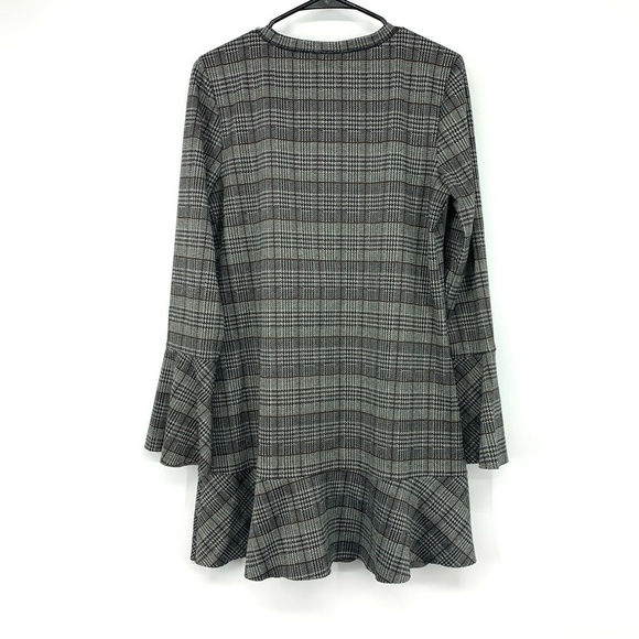 Michael Stars Dress Black Glen Plaid Bell Sleeve - Picture 7 of 10